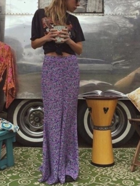 Spell Wildflower Slinky Purple Skirt L or M